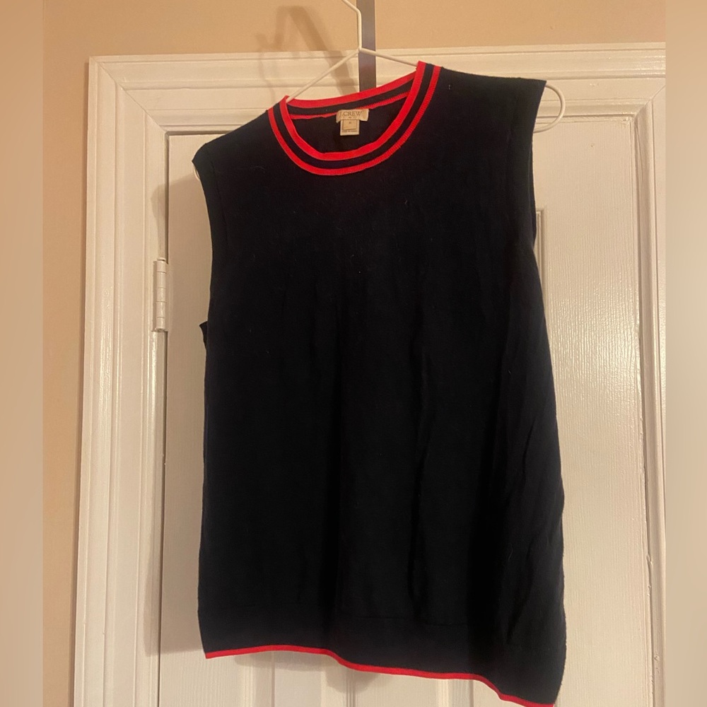 J. Crew Navy Blue  Sweater Vest with Pink
Trim